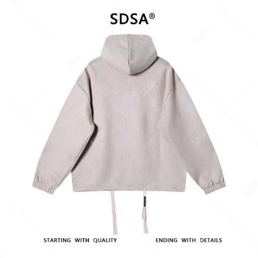 25F057SDSA秋冬新款痞帅男装潮牌绒面下摆松紧抽绳连帽卫衣刺绣标百搭 商品图5