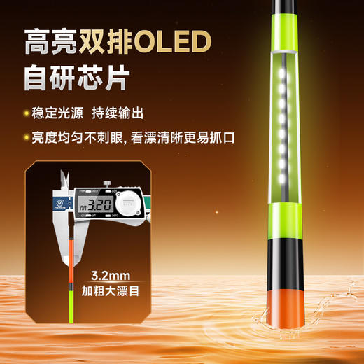 佳钓尼OLED一体倒锥 双排日夜两用超轻灵敏鲢鱅夜光浮漂 商品图3