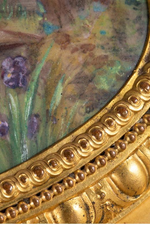 独角鹿西洋古董19世纪末法国出品卷叶纹铜鎏金精雕镶嵌田园恋歌主题手绘细密画珍宝盒 商品图4