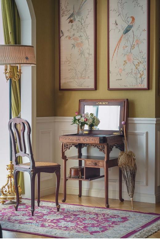 独角鹿西洋古董法国出品东方风格螺钿镶嵌多层古董桌子 商品图0