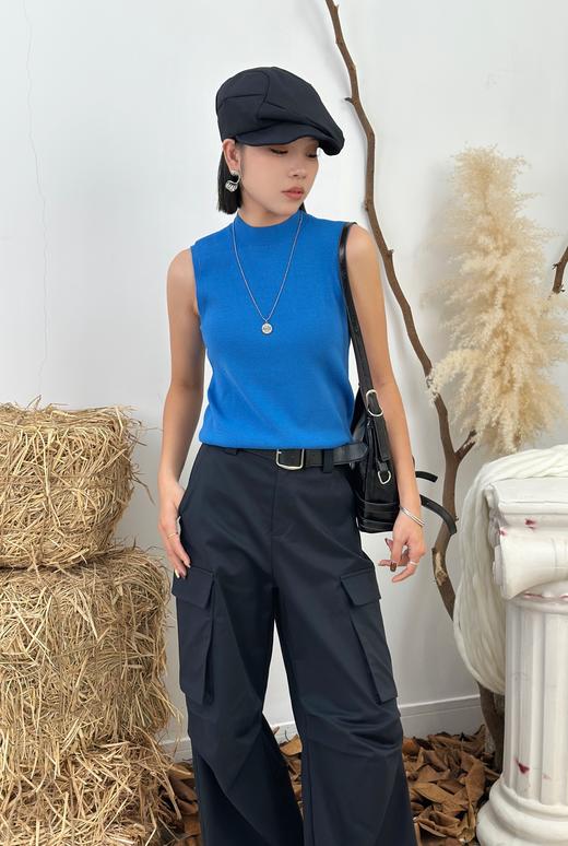 M54033#气质半高领毛织双色背心 商品图2