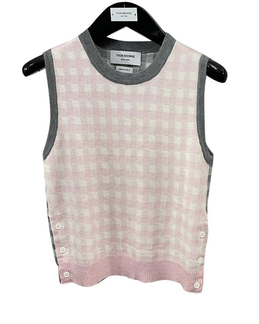 女款拼色格纹针织背心毛衣022 商品图0