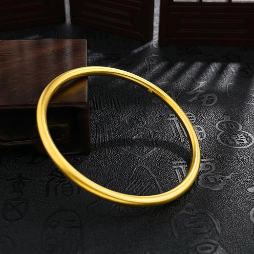 【限时克减128元】足金999 #超轻 古法素圈空心超轻加硬圆管固口手镯（面宽约3.4-3.8mm）(AUQGFSZ00068-3))预售产品下单后不退款不退货不换货不补差价 商品图1