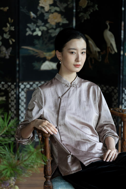 牧衣游原创 丝棉净色衬衫新款宽松质朴斜襟复古东方百搭衬衣 知余 商品图5