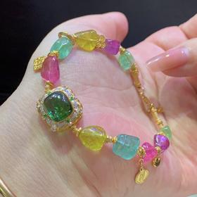 单圈彩虹碧玺手串