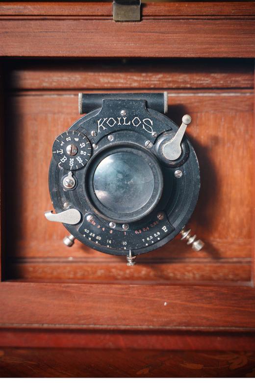 独角鹿西洋古董 法国著名公司高蒙Gaumont出品胡桃木及牛皮装饰黄铜配Koilos快门大画幅风琴机外景相机 商品图4