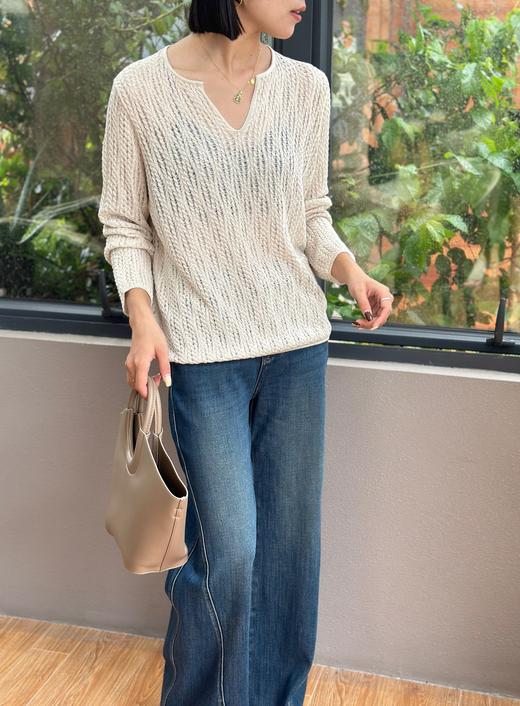 D5MZ31093#慵懒风小V领针织衫 商品图1