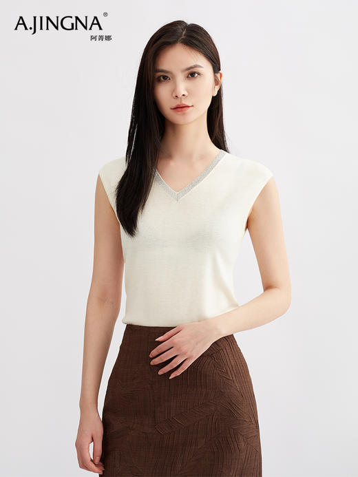 【百搭通勤】阿菁娜气质V领春秋冬的优雅系针织背心F30Q301012 商品图1