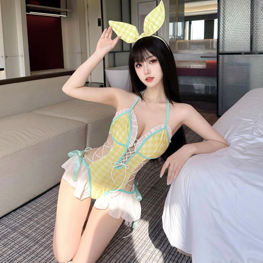 霏慕 清甜一夏露腰开裆连体衣ZY47调情透视免脱诱惑情趣内衣睡衣诱惑套装 商品图6