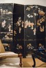 【已售】独角鹿西洋古董20世纪中国出品「庭院仕女」主题黑漆描金装饰寿山石镶嵌双面六曲隔断装饰屏风 商品缩略图2