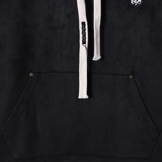 25F057SDSA秋冬新款痞帅男装潮牌绒面下摆松紧抽绳连帽卫衣刺绣标百搭 商品图3