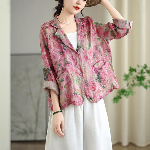 GYH 1292休闲时尚气质宽松复古花西装外套 商品图2