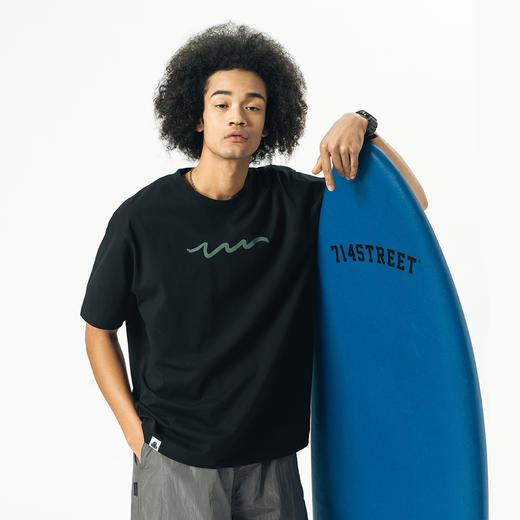 714street潮牌夏季新款男士印花短袖t恤男重磅打底衫情侣装体恤衫 商品图2