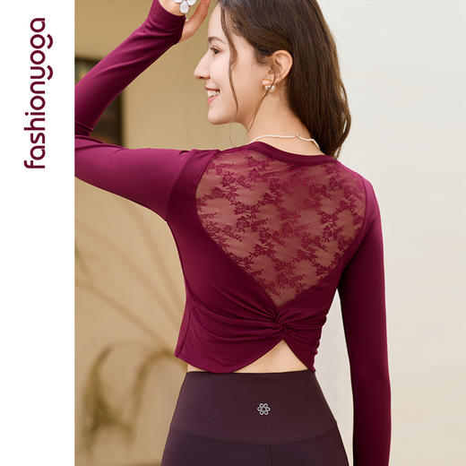 凡圣瑜伽蕾丝拼接美背长袖FC15354 商品图8