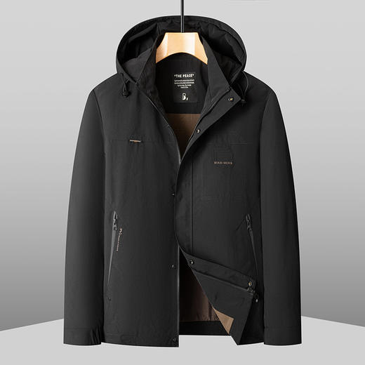 【DKP】大依优型大码加绒夹克男士翻领连帽外套保暖可拆卸帽秋冬商务休闲加肥加大码时尚休闲立领男 商品图1