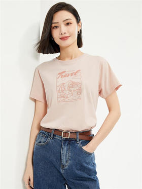 佐丹奴女装棉质针织旅行日记印花圆领短袖T恤13394202