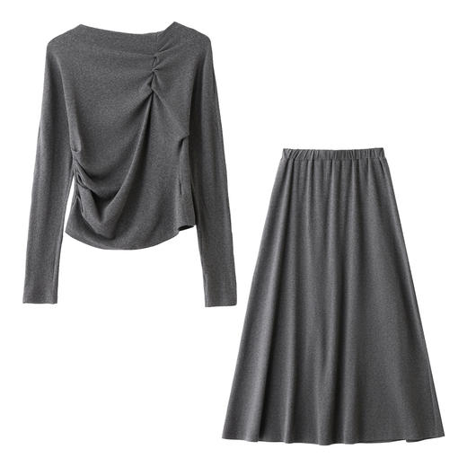 HR SNX3186简洁领型气质减龄凸显女人味两件套裙 商品图4