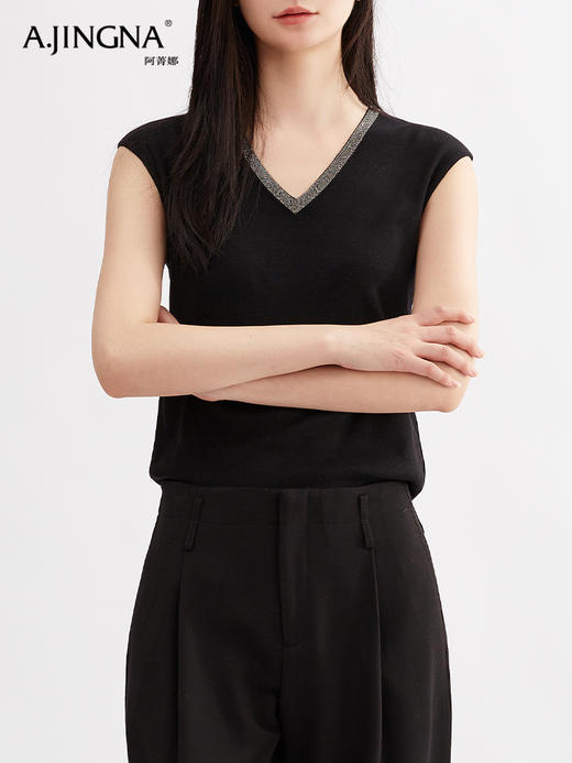 【百搭通勤】阿菁娜气质V领春秋冬的优雅系针织背心F30Q301012 商品图3