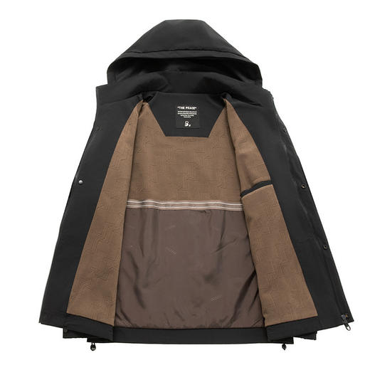 【DKP】大依优型大码加绒夹克男士翻领连帽外套保暖可拆卸帽秋冬商务休闲加肥加大码时尚休闲立领男 商品图2