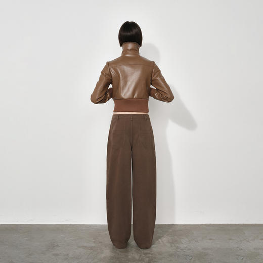 NUTH复古水洗宽松显瘦直筒工装休闲裤女 藏蓝色/棕色 商品图3