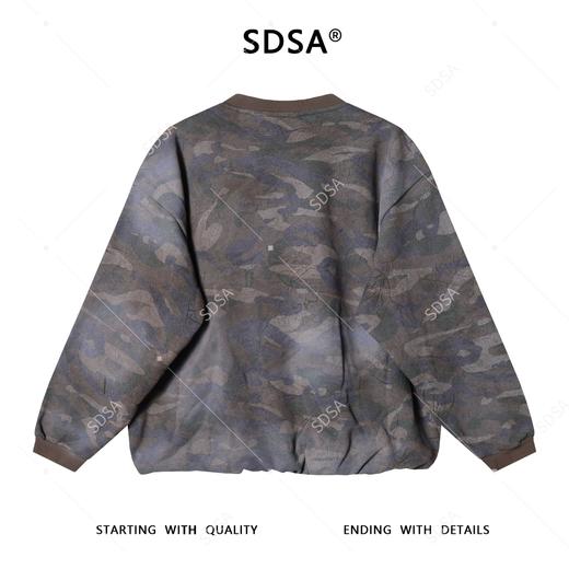 SDSA男士秋冬新款痞帅男装潮牌迷彩扎染破洞圆领卫衣百搭高街上衣 商品图5
