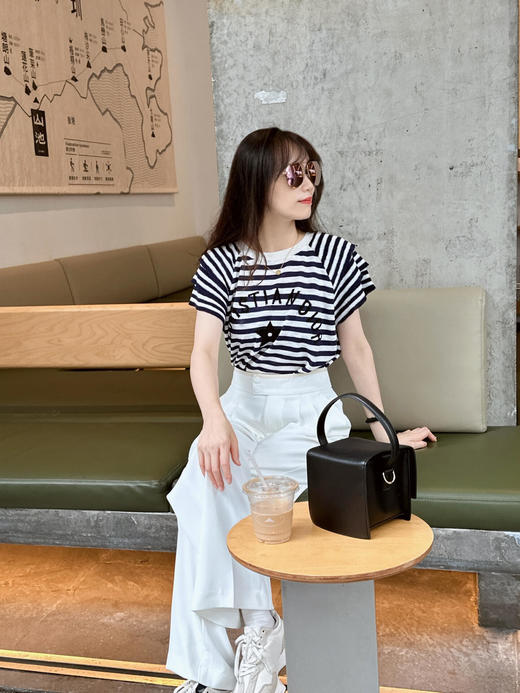 TY400-DIOR迪奥  条纹字母刺绣图案圆领套头  SS23T恤 女款   (PG*MM) 9.10直播款 商品图0