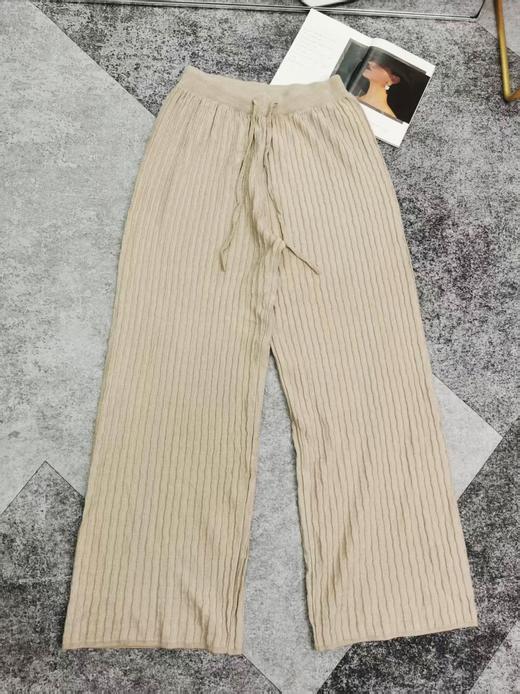 RM725#纯色抗条针织阔腿裤 商品图2