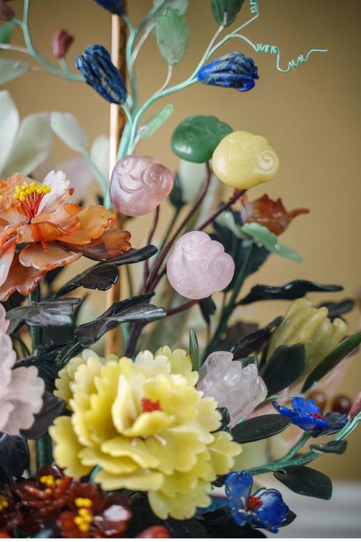 【已售】中国古董 花篮造型飞鹤与宝相花纹景泰蓝盆装饰「玉堂富贵」珍宝像生盆景摆件 商品图4