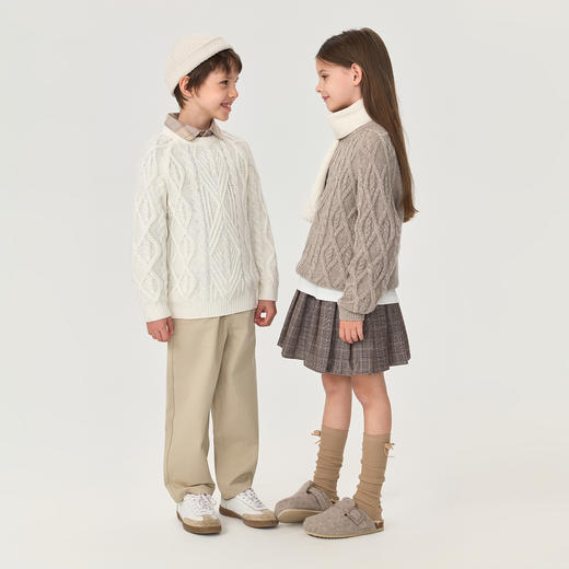 【绵羊毛】马克珍妮男童复古文艺菱格羊毛衫2025年秋冬新款551811 商品图1