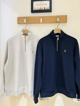 毒家，Hazzys哈吉斯2025春夏新品男休闲半拉链卫衣长袖T恤  HA半拉链