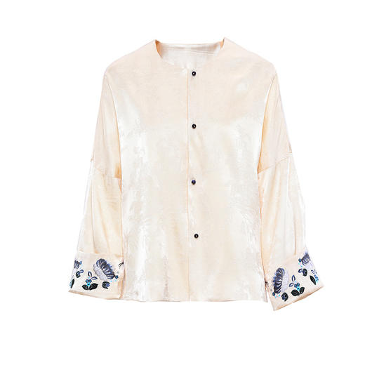 【新中式长袖外套】2025春装新女士复古绣花圆领气质显瘦短款上衣 商品图3