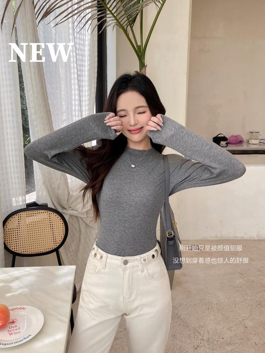 女士秋季百搭上衣长袖莱赛尔小立领打底衫 商品图4