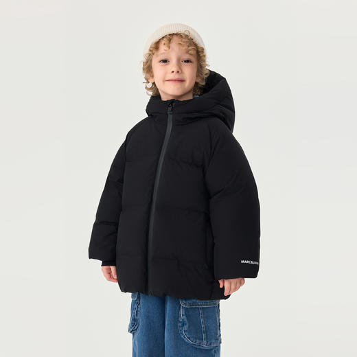 【无氟防泼水】马克珍妮男童无缝保暖连帽羽绒服2025年冬装新款551693 商品图1