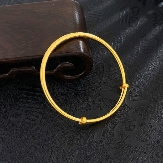 【限时克减150元】足金999.9 #儿童/宝宝 古法空心推拉手镯福字如意花卉推拉镯宝宝镯单只童镯BB镯(ANWGFTZ00012))预售产品下单后不退款不退货不换货不补差价 商品图3