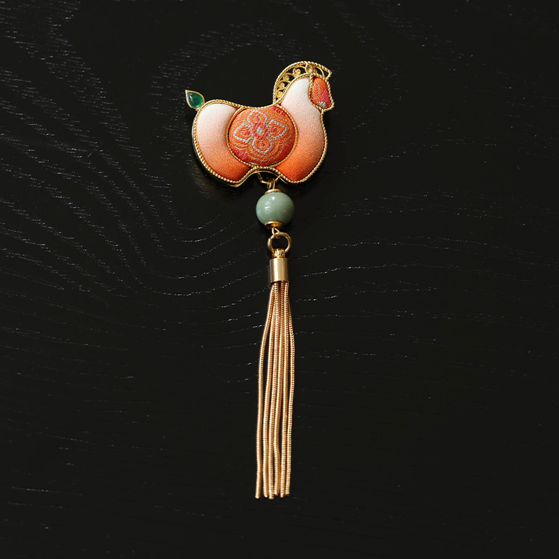 非遗盘扣 汝瓷马上有钱胸针 女小众设计感配饰中国风