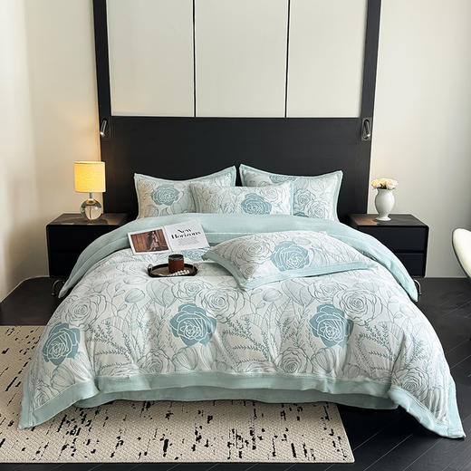 自然醒A类5D立体浮雕宽边牛奶绒四件套高档法兰珊瑚绒床单被套秋冬季轻奢床品QJ 商品图2