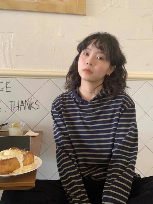 老米优品🎈3-5天！秋日文艺感穿上身《复古条纹连帽卫衣TEE》宽松显瘦，慵懒随性~ T250910A 商品图2