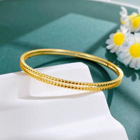 【限时克减150元】足金999.9 #清新 #CNC 【精品】镜面金镂空双层仿钻手镯（面宽约3.6-4mm）(AISZ00774))预售产品下单后不退款不退货不换货不补差价