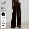 【09/10新品】熙世界奢感复古金丝绒阔腿裤女秋冬新款高腰休闲窄版直筒丝绒长裤 商品缩略图0