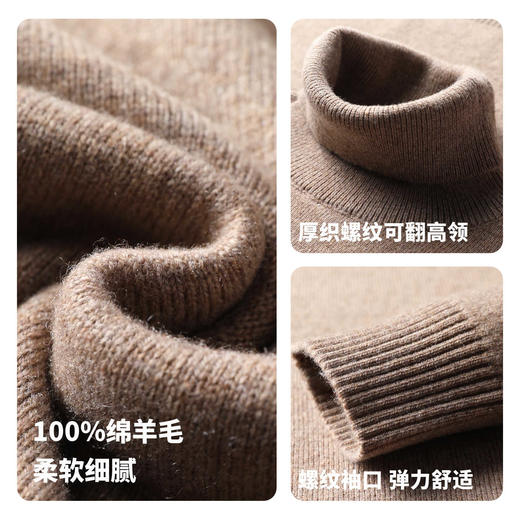 【100%绵羊毛】圣得西男士可翻高领羊毛衫2025秋新款保暖重磅毛衣 商品图4