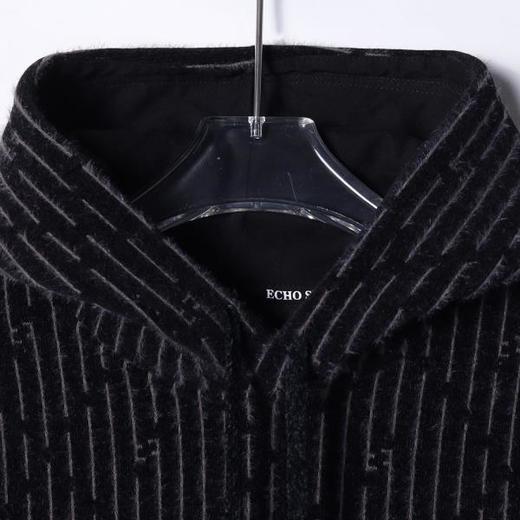 WY1158SDSA男士秋冬新款痞帅男装时尚撞色格纹绒毛抽绳连帽卫衣潮流慵懒 商品图2