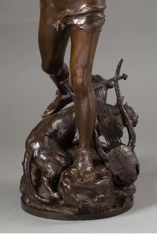 独角鹿西洋古董法国雕塑家Raoul Verlet创作Barbedienne铸造工坊签名出品人物主题青铜雕塑作品《俄耳甫斯的悲伤》 商品图4
