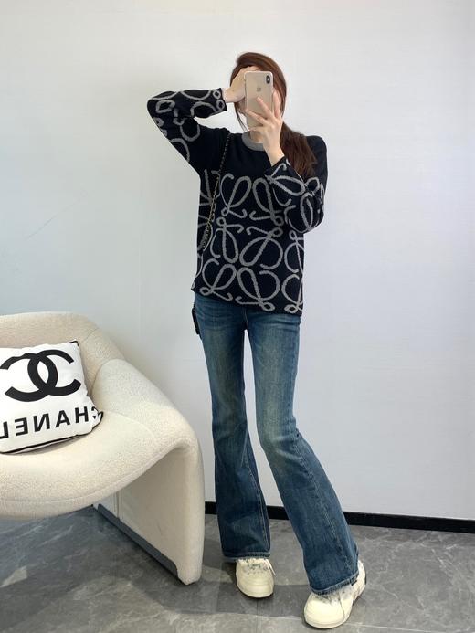 TY402-LOEWE SS22 纯色Logo提花长袖圆领毛衣 男款 黑色  (PG*MM) 9.10直播款 商品图3