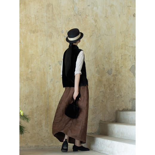 牧衣游原创 提花丝麻炒色半身裙秋新款宽松古朴文艺百搭半裙 和凤 商品图3