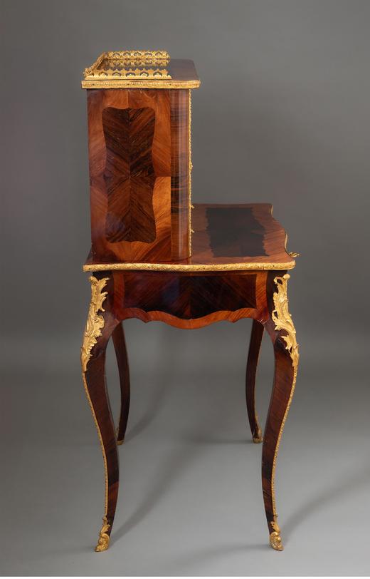 独角鹿西洋古董法国拿破仑三世时期出品古典卷叶纹铜鎏金精雕镶嵌花卉主题瓷面画细木镶嵌写字台 商品图3