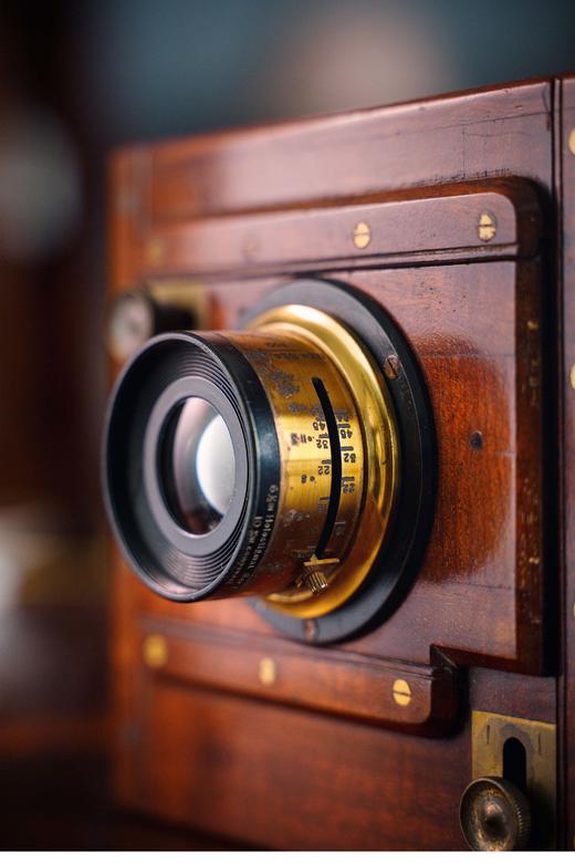 独角鹿西洋古董 英国著名品牌Watson & Sons出品桃花心木及牛皮装饰黄铜配件大画幅风琴机外景相机 商品图3