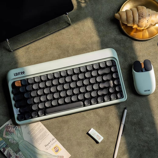 洛斐（Lofree）新圆点机械键盘无线蓝牙三模1970S系列复古键盘 奶昔/橄榄 商品图1