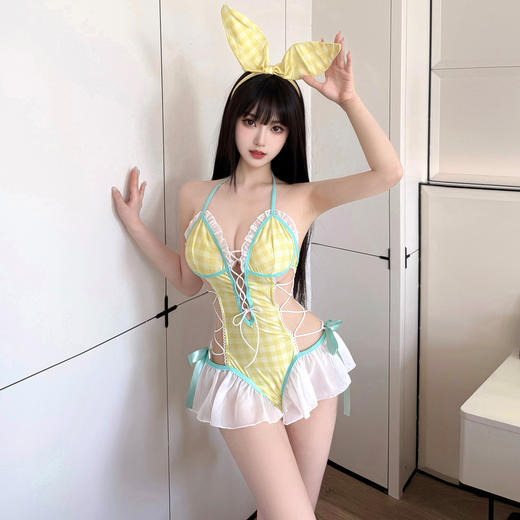 霏慕 清甜一夏露腰开裆连体衣ZY47调情透视免脱诱惑情趣内衣睡衣诱惑套装 商品图5