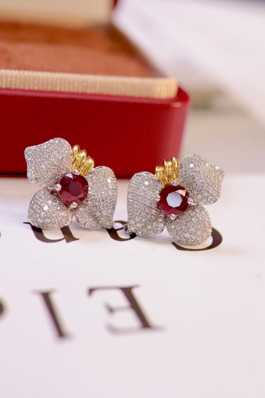 1.63克拉刻面红宝石耳钉 商品图2