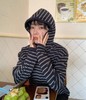 老米优品🎈3-5天！秋日文艺感穿上身《复古条纹连帽卫衣TEE》宽松显瘦，慵懒随性~ T250910A 商品缩略图0